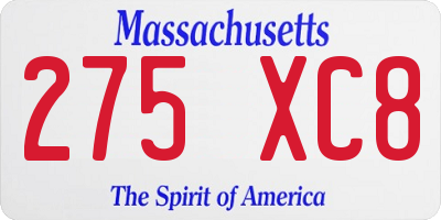 MA license plate 275XC8