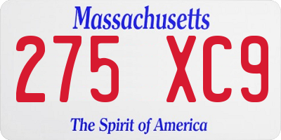 MA license plate 275XC9