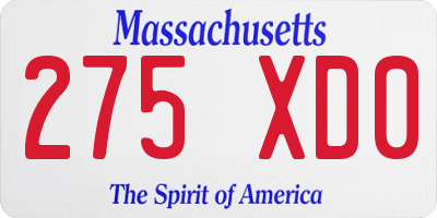 MA license plate 275XD0