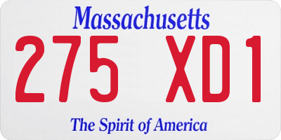 MA license plate 275XD1