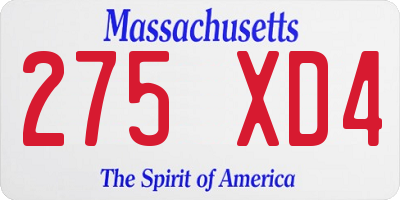 MA license plate 275XD4