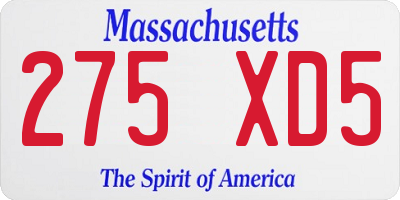 MA license plate 275XD5