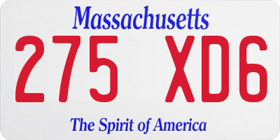 MA license plate 275XD6
