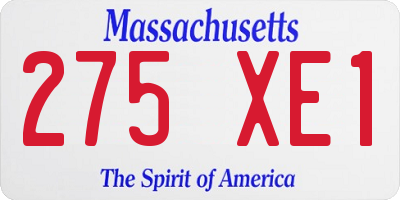 MA license plate 275XE1