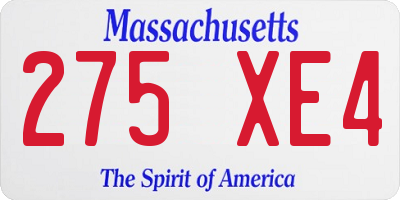 MA license plate 275XE4