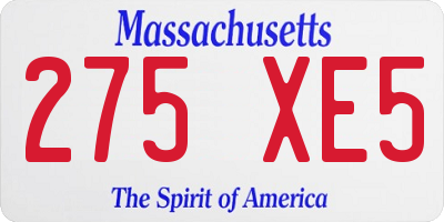 MA license plate 275XE5
