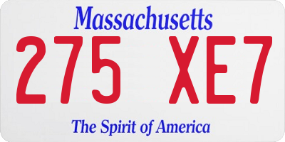 MA license plate 275XE7