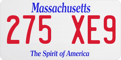 MA license plate 275XE9