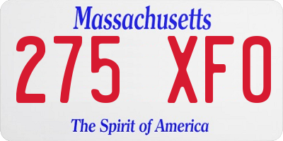 MA license plate 275XF0