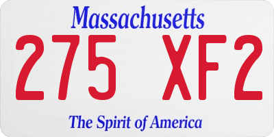 MA license plate 275XF2
