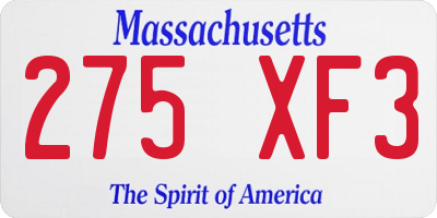 MA license plate 275XF3
