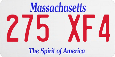MA license plate 275XF4