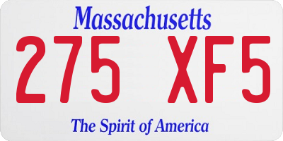 MA license plate 275XF5