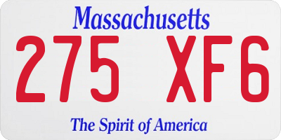 MA license plate 275XF6