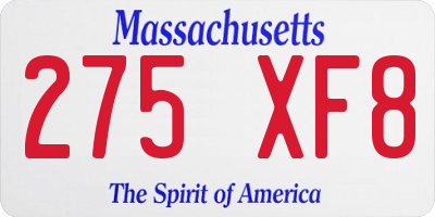MA license plate 275XF8