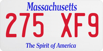 MA license plate 275XF9