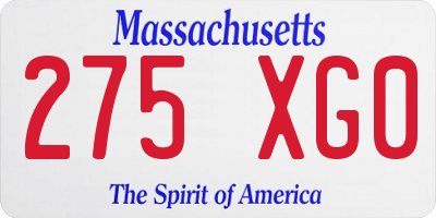 MA license plate 275XG0