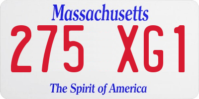 MA license plate 275XG1