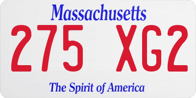 MA license plate 275XG2