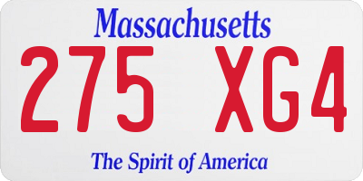 MA license plate 275XG4