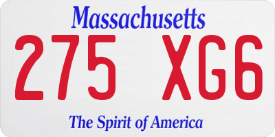 MA license plate 275XG6
