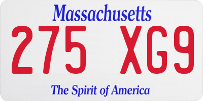 MA license plate 275XG9