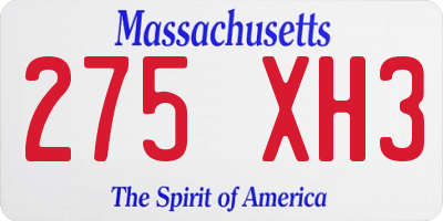 MA license plate 275XH3