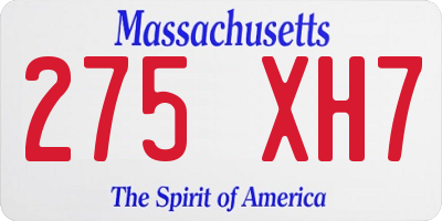 MA license plate 275XH7
