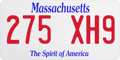 MA license plate 275XH9