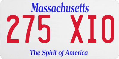 MA license plate 275XI0
