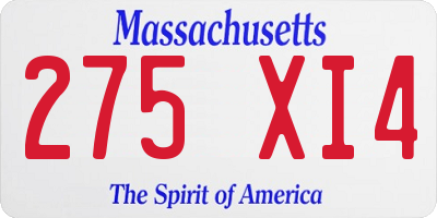 MA license plate 275XI4