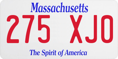 MA license plate 275XJ0