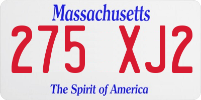 MA license plate 275XJ2