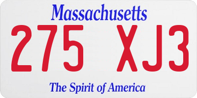 MA license plate 275XJ3