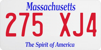MA license plate 275XJ4