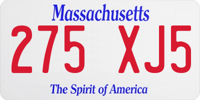 MA license plate 275XJ5