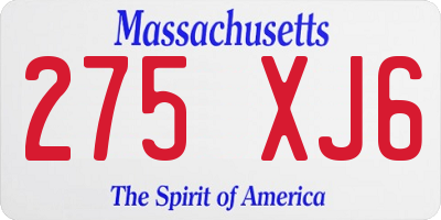 MA license plate 275XJ6