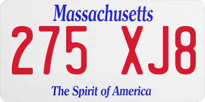 MA license plate 275XJ8