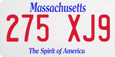 MA license plate 275XJ9