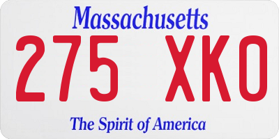 MA license plate 275XK0