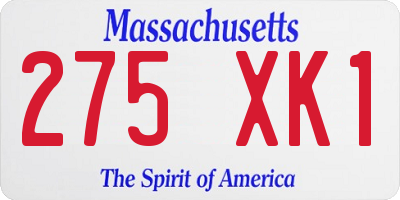 MA license plate 275XK1