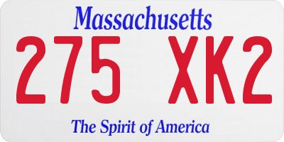 MA license plate 275XK2