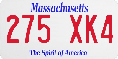 MA license plate 275XK4
