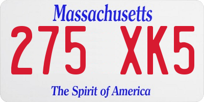 MA license plate 275XK5