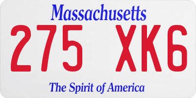MA license plate 275XK6