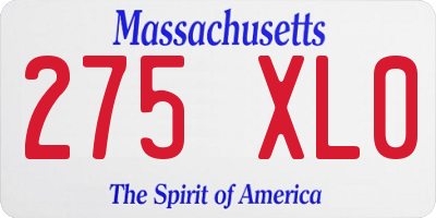 MA license plate 275XL0