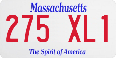 MA license plate 275XL1