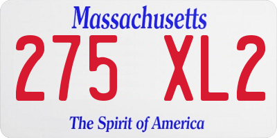 MA license plate 275XL2