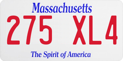 MA license plate 275XL4