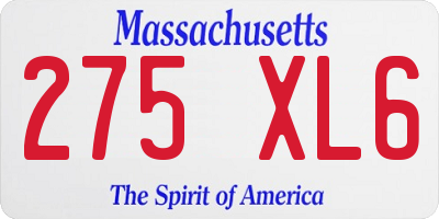 MA license plate 275XL6